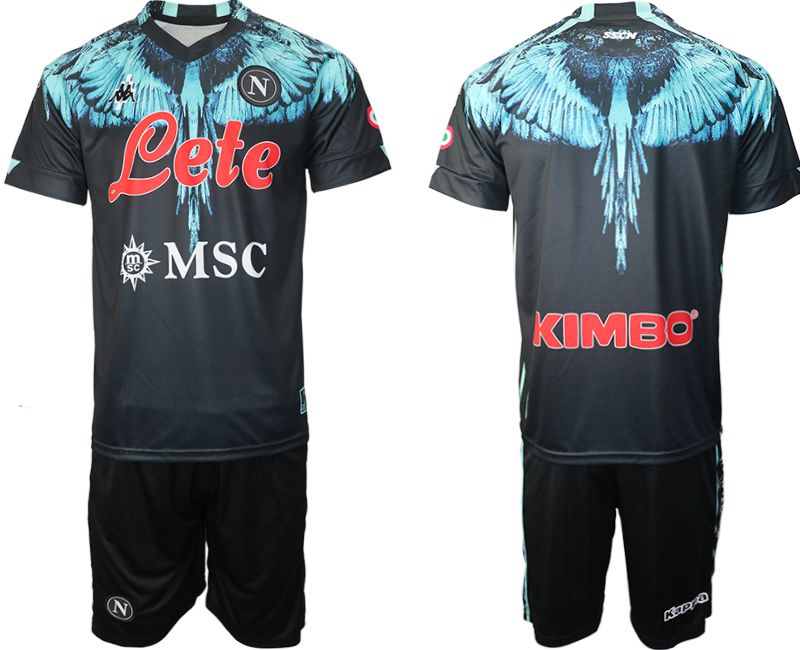 Men 2021-2022 Club Napoli Kappa Marcelo Burlon Kit black blank Soccer Jersey->customized soccer jersey->Custom Jersey